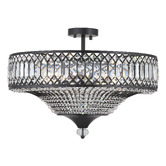 Retro Glow Quade Iron &amp; Crystal Semi Flush Mount Ceiling Light