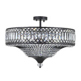 Retro Glow Quade Iron &amp; Crystal Semi Flush Mount Ceiling Light