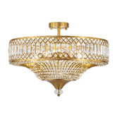 Retro Glow Quade Iron &amp; Crystal Semi Flush Mount Ceiling Light