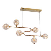 Retro Glow Kiron Iron &amp; Crystal LED 6 Light Pendant