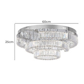 Retro Glow Brio Iron &amp; Crystal LED Round Flush Mount Ceiling Light