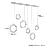 Retro Glow Jonah Iron &amp; Crystal LED 6 Light Pendant