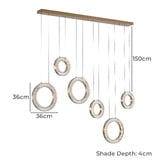 Retro Glow Jonah Iron &amp; Crystal LED 6 Light Pendant
