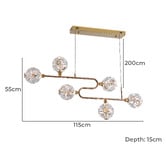 Retro Glow Kiron Iron &amp; Crystal LED 6 Light Pendant