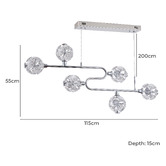 Retro Glow Kiron Iron &amp; Crystal LED 6 Light Pendant