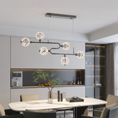 Retro Glow Kiron Iron &amp; Crystal LED 6 Light Pendant