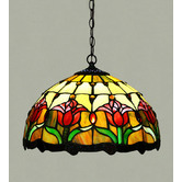 Forest Tiffany Decorative Tulip Style Stained Glass 1 Light Ceiling Pendant