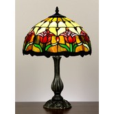 Forest Tiffany Tulip Style Stained Glass Tiffany Table Lamp
