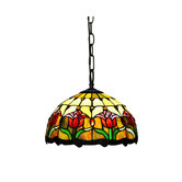 Forest Tiffany Decorative Tulip Style Stained Glass 1 Light Ceiling Pendant