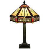 Forest Tiffany 50cm Tiffany Six-Sided Style Stained Glass Table Lamp