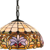 Forest Tiffany Victorian Cream Stained Glass 2 Light Tiffany Pendant