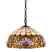 Forest Tiffany Victorian Cream Stained Glass 2 Light Tiffany Pendant