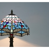 Forest Tiffany Blue Dragonfly Stained Glass Table Lamp