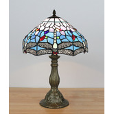 Forest Tiffany Blue Dragonfly Stained Glass Table Lamp