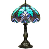 Forest Tiffany 48cm Green Victorian Tiffany Stained Glass Table Lamp
