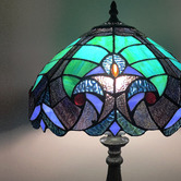 Forest Tiffany 48cm Green Victorian Tiffany Stained Glass Table Lamp