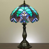 Forest Tiffany 48cm Green Victorian Tiffany Stained Glass Table Lamp