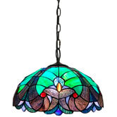 Forest Tiffany Victorian Green Stained Glass 2 Light Tiffany Pendant