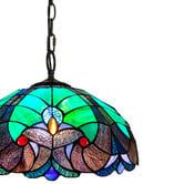 Forest Tiffany Victorian Green Stained Glass 2 Light Tiffany Pendant