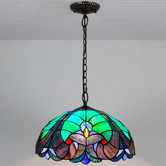 Forest Tiffany Victorian Green Stained Glass 2 Light Tiffany Pendant