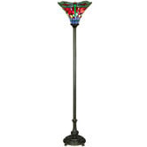 Forest Tiffany Dragonfly Torchiere Tiffany Stained Glass Floor Lamp