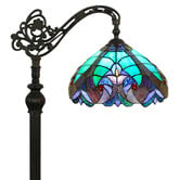 Forest Tiffany Victorian Stained Tiffany Glass Floor Lamp