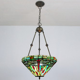 Forest Tiffany Inverted Stained Tiffany Glass Pendant Light