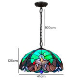 Forest Tiffany Victorian Green Stained Glass 2 Light Tiffany Pendant