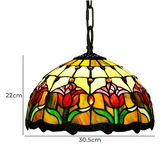Forest Tiffany Decorative Tulip Style Stained Glass 1 Light Ceiling Pendant