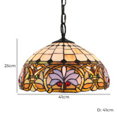 Forest Tiffany Victorian Cream Stained Glass 2 Light Tiffany Pendant