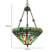 Forest Tiffany Inverted Stained Tiffany Glass Pendant Light