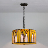 Forest Tiffany Victorian Citrone Stained Glass 2 Light Pendant