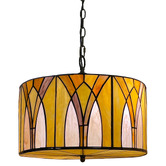 Forest Tiffany Victorian Citrone Stained Glass 2 Light Pendant