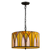Forest Tiffany Victorian Citrone Stained Glass 2 Light Pendant