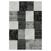 Lotus Rugs Grey &amp; Black Gingham Beantown Power-Loomed Rug