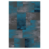 Lotus Rugs Blue &amp; Grey Block Aslan Power-Loomed Rug