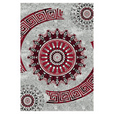 Lotus Rugs Grey &amp; Red Dome Beantown Power-Loomed Rug