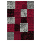 Lotus Rugs Grey &amp; Red Gingham Beantown Power-Loomed Rug