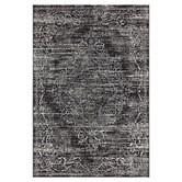 Lotus Rugs Black Damask Glamour Power-Loomed Rug