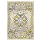 Lotus Rugs Cream &amp; Yellow Barren Power-Loomed Rug