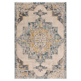 Lotus Rugs Beige &amp; Blue Coulee Power-Loomed Rug