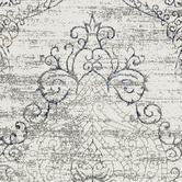 Lotus Rugs Grey Damask Glamour Power-Loomed Rug
