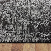 Lotus Rugs Black Damask Glamour Power-Loomed Rug