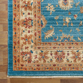 Lotus Rugs Blue &amp; Brown Oriental Potion Power-Loomed Rug