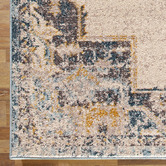 Lotus Rugs Beige &amp; Blue Coulee Power-Loomed Rug