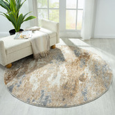 Lotus Rugs Taupe Luna Power-Loomed Round Rug