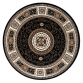 Lotus Rugs Black Ceres Power-Loomed Round Rug