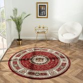 Lotus Rugs Red Ceres Power-Loomed Round Rug