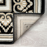 Lotus Rugs Black &amp; Cream Solstone Power-Loomed Runner