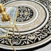 Lotus Rugs Black &amp; Cream Solstone Power-Loomed Round Rug